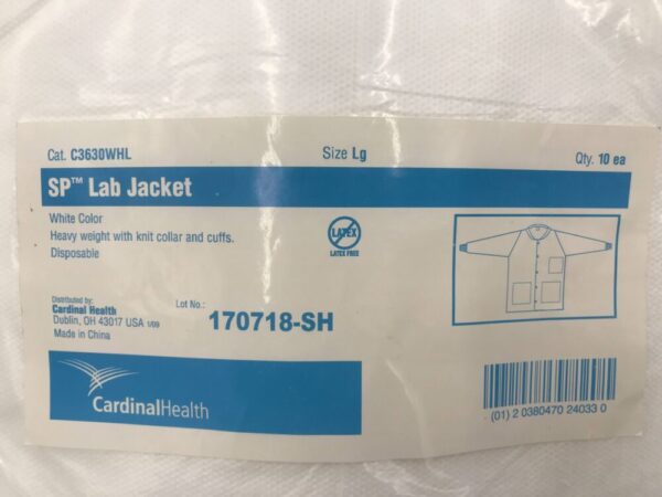 Cardinal Health C3630WHL SP Lab Jacket White Size Lg (10/Pack)
