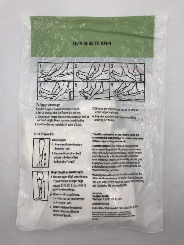 CARDINAL HEALTH 23640-180 Anti-Embolism Stockings Nylon/Spandex Graduated Compression, Knee-Length XL/Reg