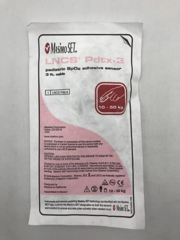 MASIMO LNCS Pdtx-3 Pediatric SpO2 Adhesive Sensor w/3ft Cable 10-502kg (X)