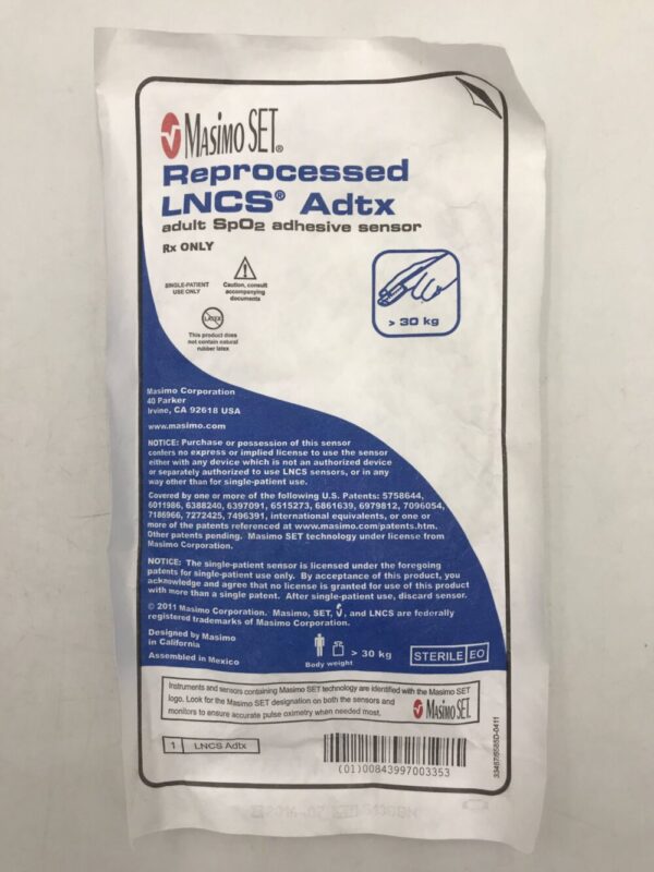 MASIMO LNCS Adtx Adult SpO2 Adhesive Sensor >30kg (Reprocessed)(X)