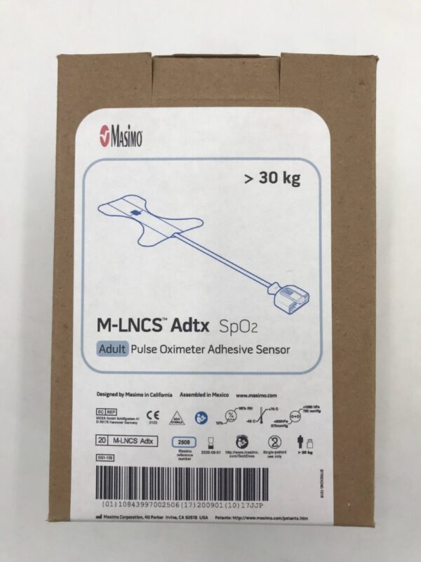 MASIMO 2508 M-LNCS Adtx SpO2 Adult Pulse Oximeter Adhesive Sensor >30kg (20/Box)(X)