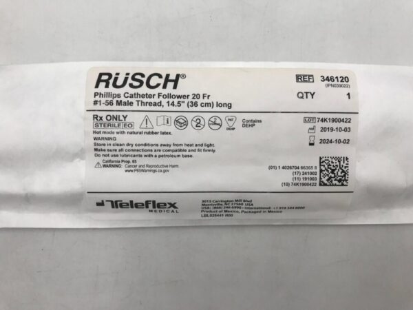 TELEFLEX 346120 Rusch Philips Catheter Follower 20Fr