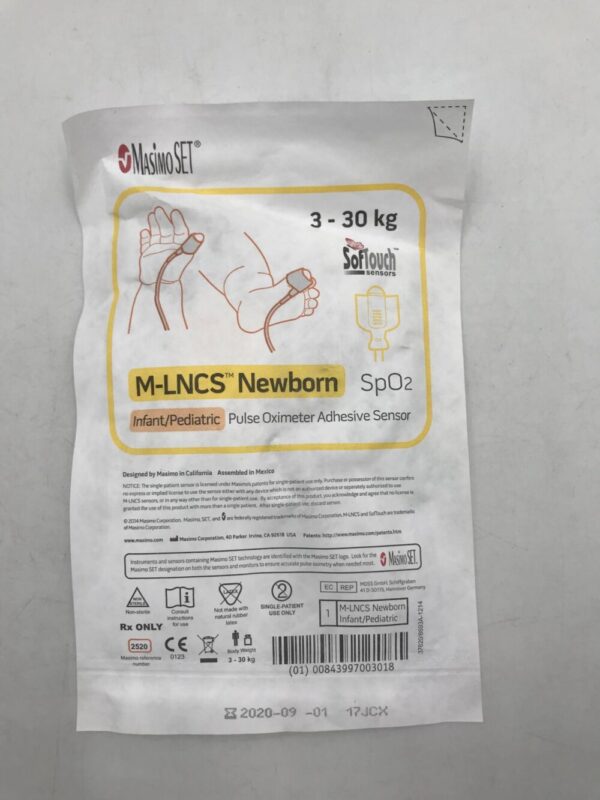 MASIMO 2520 SofTouch M-LNCS Newborn SpO2 Infant/Pediatric Pulse Oximeter Sensor 3-30Kg (20/Box)(X)
