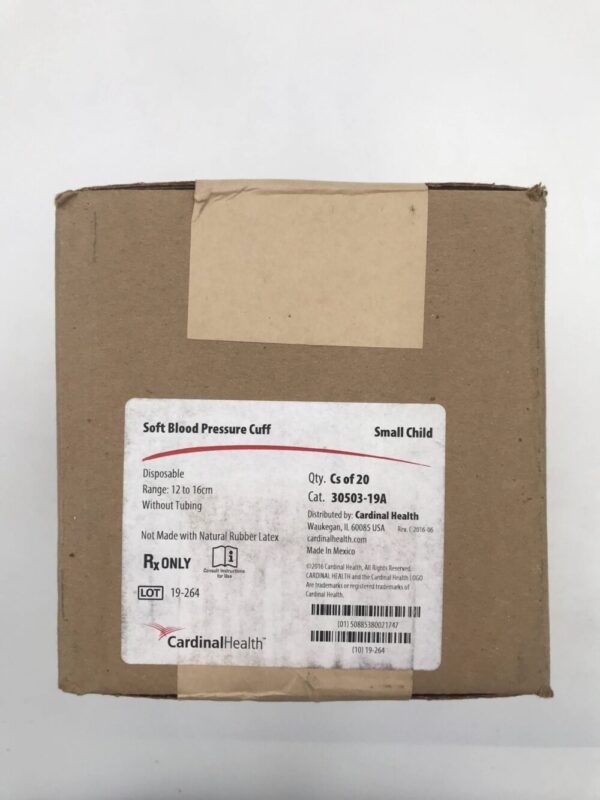 Cardinal Health 30503-19A Soft Blood Pressure Cuff Disposable Range 12 to 16cm w/o Tubing  (20/Case)