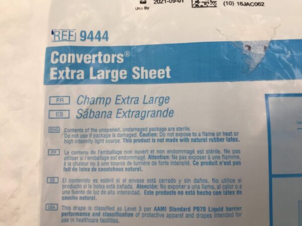 Cardinal Health 9444 Convertors Extra Large Sheet AAMI Level 3 77" x 96"  (X)