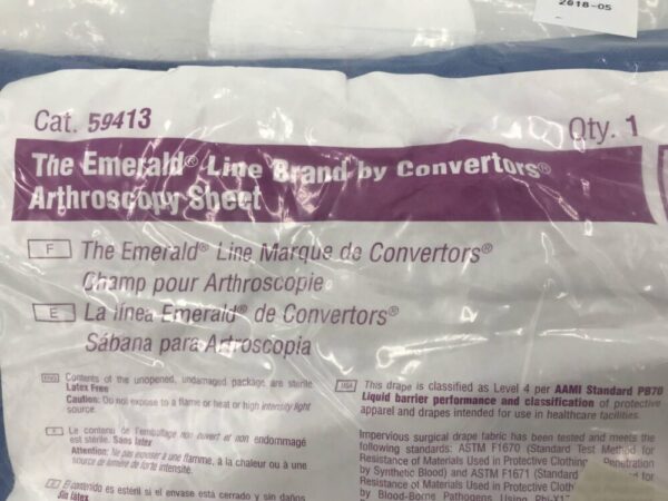 Cardinal Health 59413 The Emerald Line Brand by Convertors Arthroscopy Sheet 113" x 114" x 87"(X)