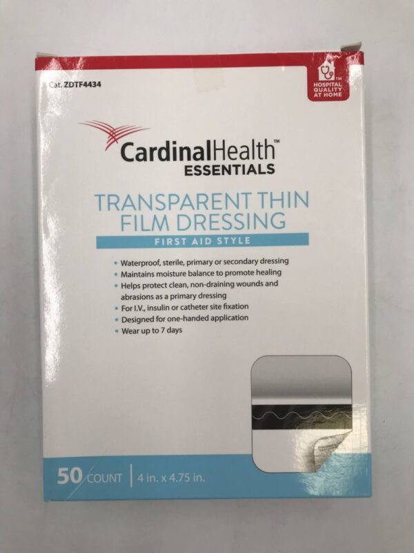 Cardinal Health ZDTF4434 Transparent Thin Film Dressing First Aid Style 4in x 4.75 in (50/Box) (X)