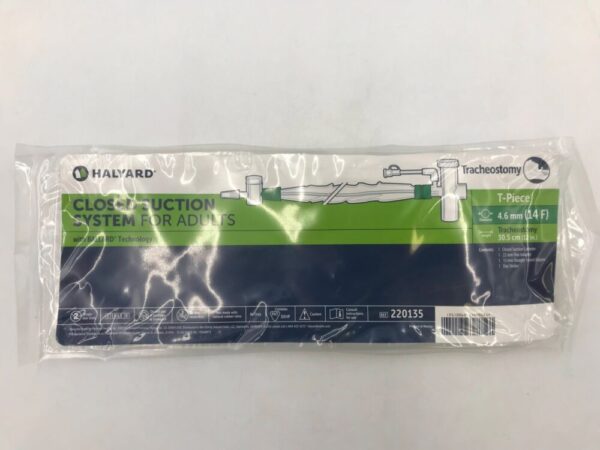 HALYARD 220135 Closed Suction System for Adults Tracheostomy T-Piece 14F