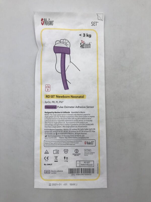 MASIMO 4013 SofTouch RD Set Newborn Neonatal SpO2, PR, PI, Psi, Neonatal Pulse Oximeter Adhesive Sensor <3Kg (20/Box) (X)