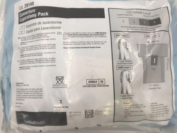 CARDINAL HEALTH 29140 Convertors Laparotomy Pack 106" x 122" x 77" (X)