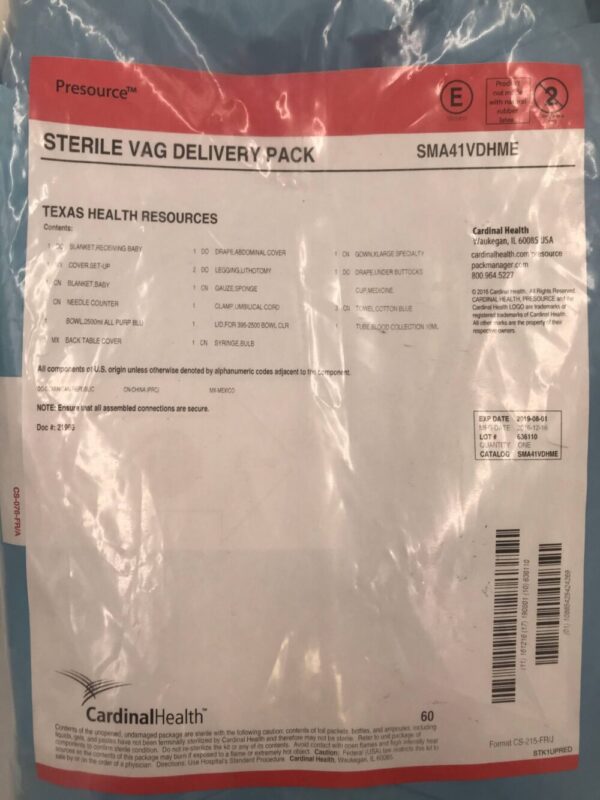 CARDINAL HEALTH SMA41VDHME Presource Vag Delivery Pack (X)