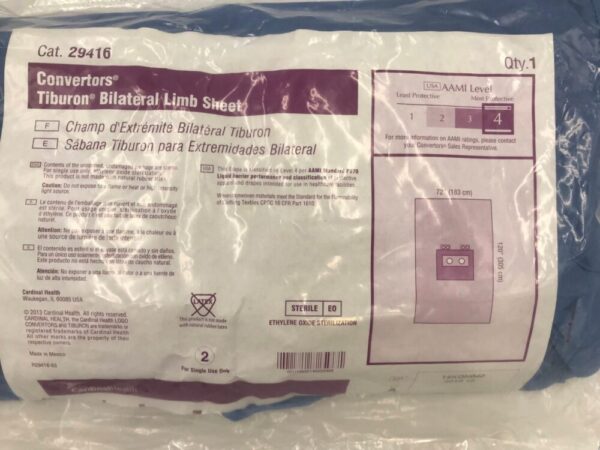 CARDINAL HEALTH 29416 Convertors Tiburon Bilateral Limb Sheet AAMI Level 4 72in x 120in(X)