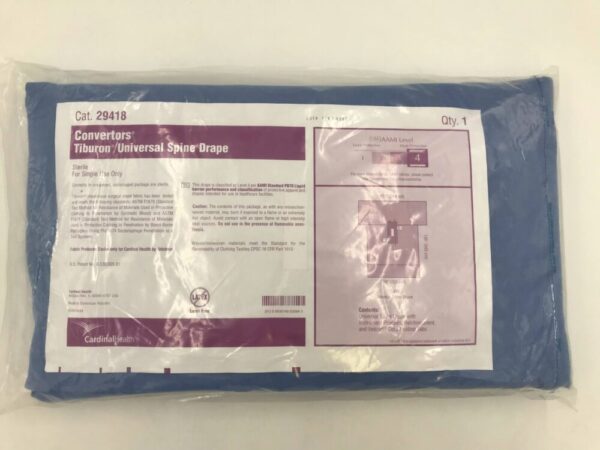 CARDINAL HEALTH 29418 Convertors Tiburon Universal Spine Drape AAMI Level 4, 112x135x99in