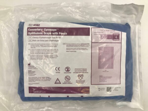 CARDINAL HEALTH 9562 Convertors Eyescape Ophthalmic Drape w/Pouch AAMI Level 4, 77x110in(X)