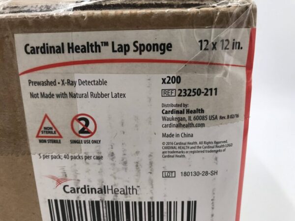 Cardinal Health 23250-211 Lap Sponge Prewashed X-Ray Detectable 12 x 12in (200/Case) (X)