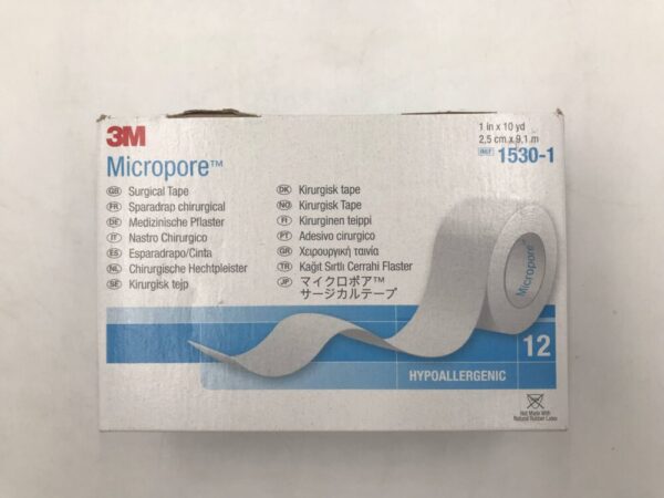 3M 1530-1 Micropore Surgical Tape Hypoallergenic 1in x 10yd (12/Box)