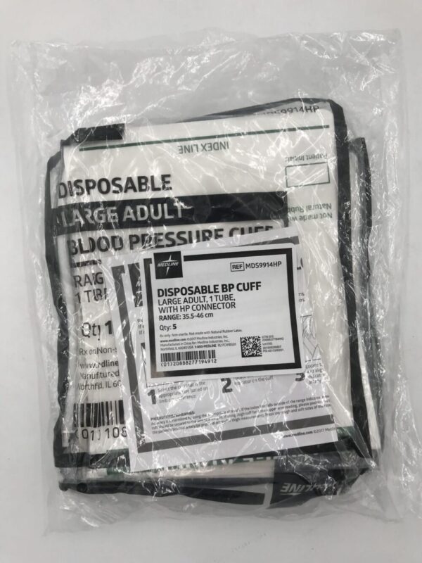 MEDLINE MDS9914HP Disposable Large Adult Blood Pressure Cuff 35.5-46cm (5/Pkg)