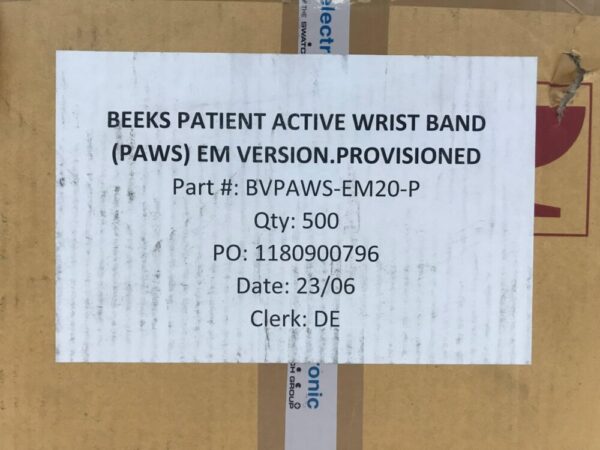 EM Microelectronic BVPAWS-EM20-P Beeks Patient Active Wrist Band (PAWS) EM Version.Provisioned (500/Box)