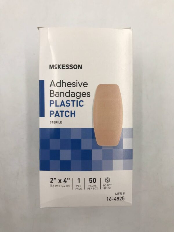 McKesson 16-4825 Adhesive Bandages Plastic Patch Sterile 2" x 4" (50/Box)