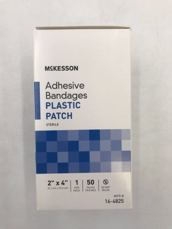 McKesson 16-4825 Adhesive Bandages Plastic Patch Sterile 2" x 4" (50/Box)