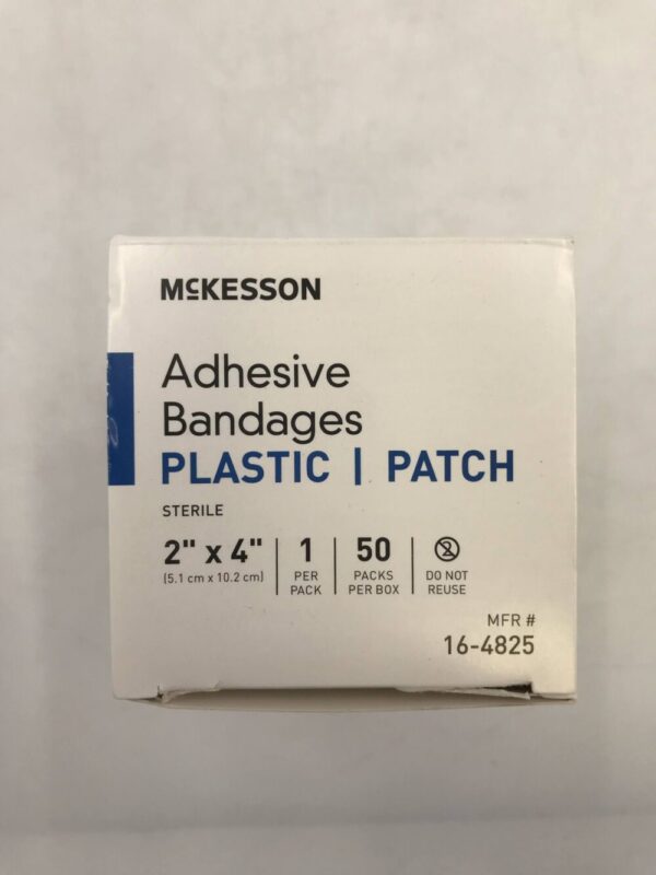 McKesson 16-4825 Adhesive Bandages Plastic Patch Sterile 2" x 4" (50/Box)