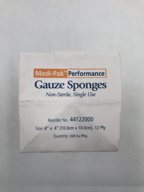 McKesson 44122000 Medi-Pak Performance Gauze Sponges Non sterile Single Use 4" x 4" 12Ply (200/Package)