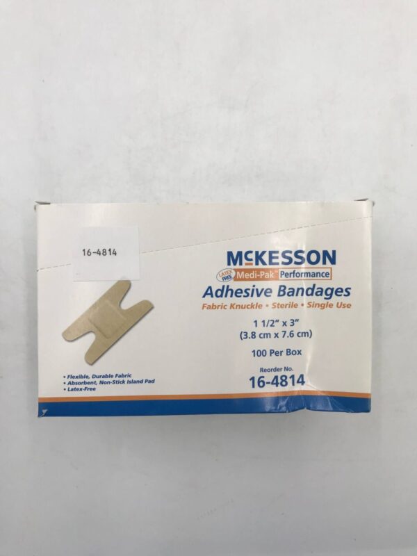 McKesson 16-4814 Medi-Pak Performance Adhesive Bandages Fabric Knuckle Sterile 1-1/2" x 3"