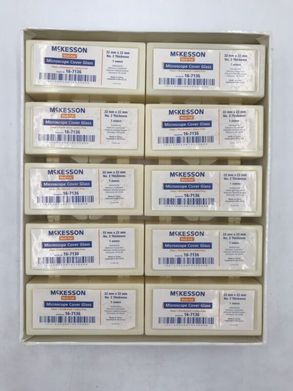 McKesson 16-7136 Medi-Pak Microscope Cover Glass Clear Precleaned Latex-Free 22mm x 22mm No.2 Thickness (10Pack/Box)