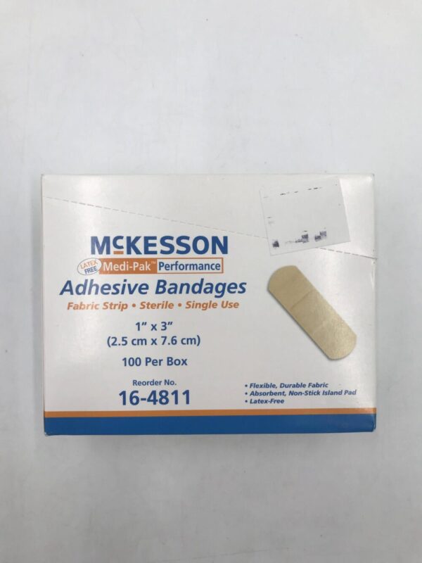 McKesson 16-4811 Medi-Pak Performance Adhesive Bandages Fabric Strip 1" x 3" (100/Box)