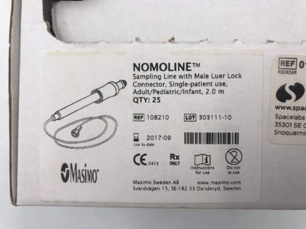 Masimo 108210 Nomoline Sampling Line with Male Luer Lock Connector (25/Box) (X)