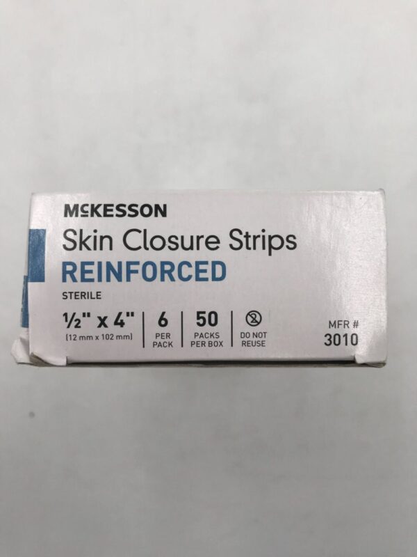 McKesson 3010 Skin Closure Strips Reinforced 1/2" x 4" (50/Box)