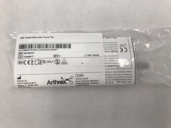 ARTHREX AR-8941K Guide Wire w/Trocar Tip .062in (6/Pkg)