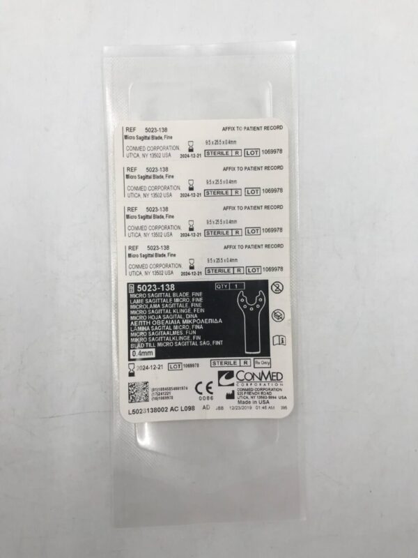 ConMed 5023-138 Micro Sagittal Blade Fine 9.5 x 25.5 x 0.4mm