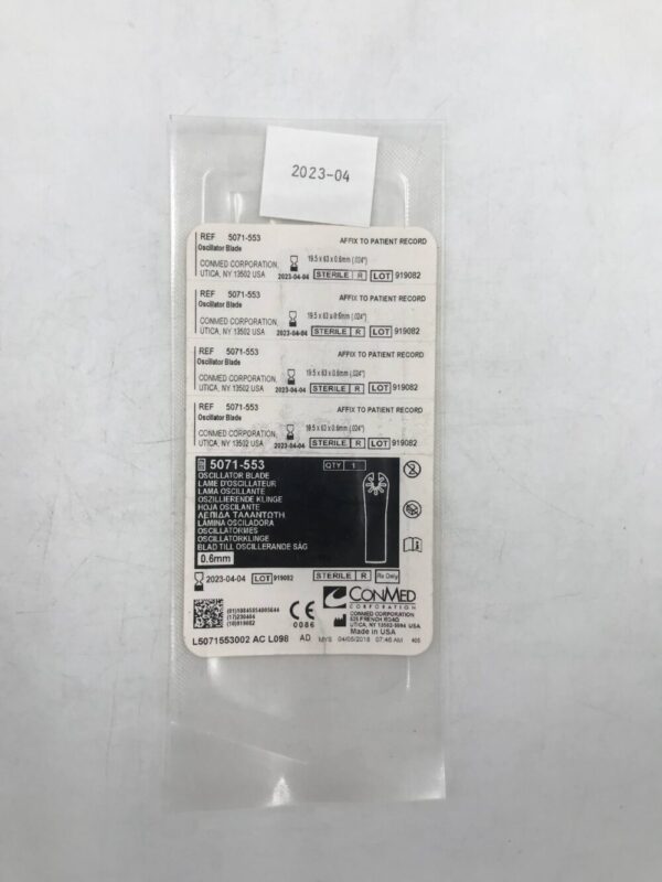 ConMed 5071-553 Oscillator Blade 19.5 x 63 x 0.6mm (X)