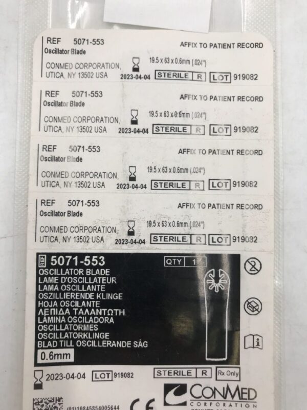 ConMed 5071-553 Oscillator Blade 19.5 x 63 x 0.6mm (X)