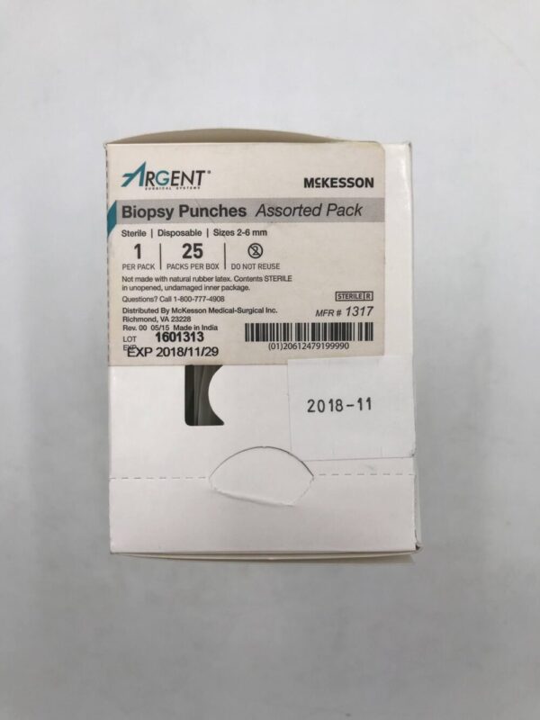 McKesson 1317 Argent Biopsy Punches Assorted Pack Sizes 2-6mm (23/Box) (X)