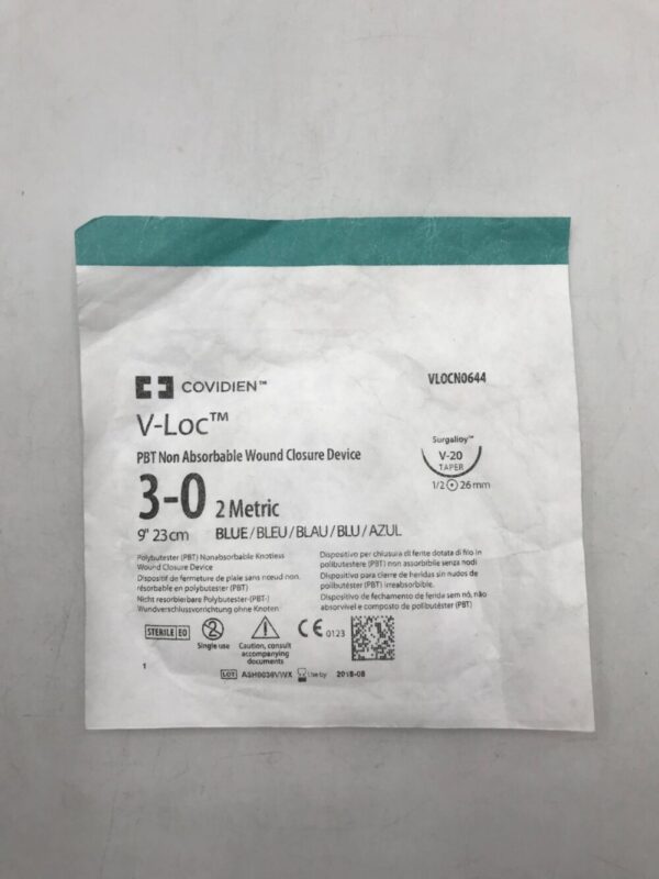COVIDIEN VL0CN0644 V-Loc PBT Non Absorbable Wound Closure Device 3-0, 9in (X)