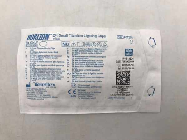 TELEFLEX 001205 Horizon Small Titanium Ligating Clips w/Tape (24/Pkg)