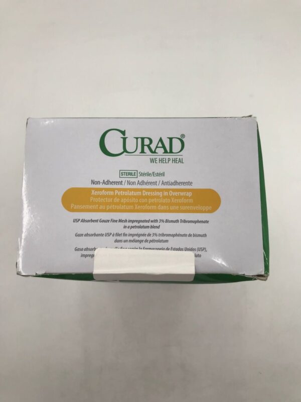Medline CUR253590W Curad Non-Adherent Xeroform Petrolatum Dressing in Overwrap 5 x 9in (50/Box) (X)