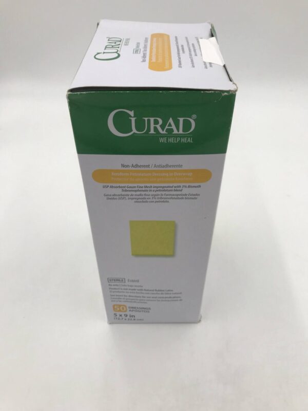 Medline CUR253590W Curad Non-Adherent Xeroform Petrolatum Dressing in Overwrap 5 x 9in (50/Box) (X)