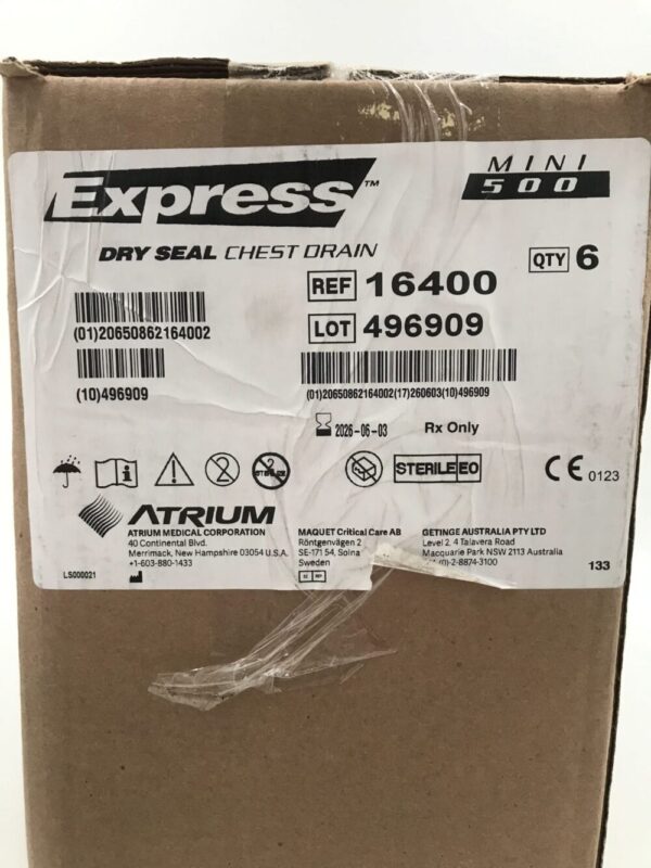 Atrium 16400 Express Dry Seal Chest Drain Mini 500 (6/Box)