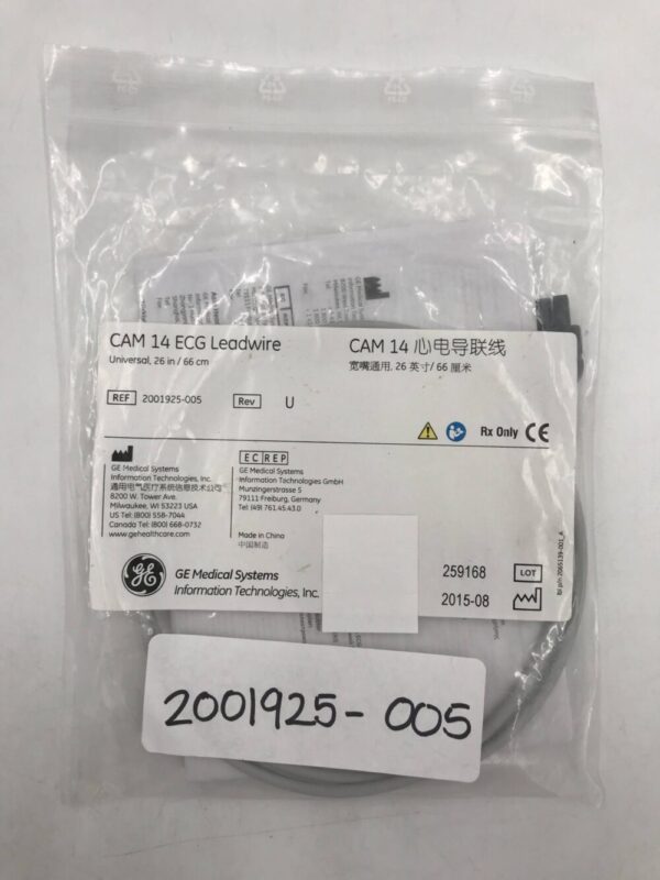 GE Medical Systems 2001925-005 Cam 14 ECG Leadwire Universal 26in / 66cm