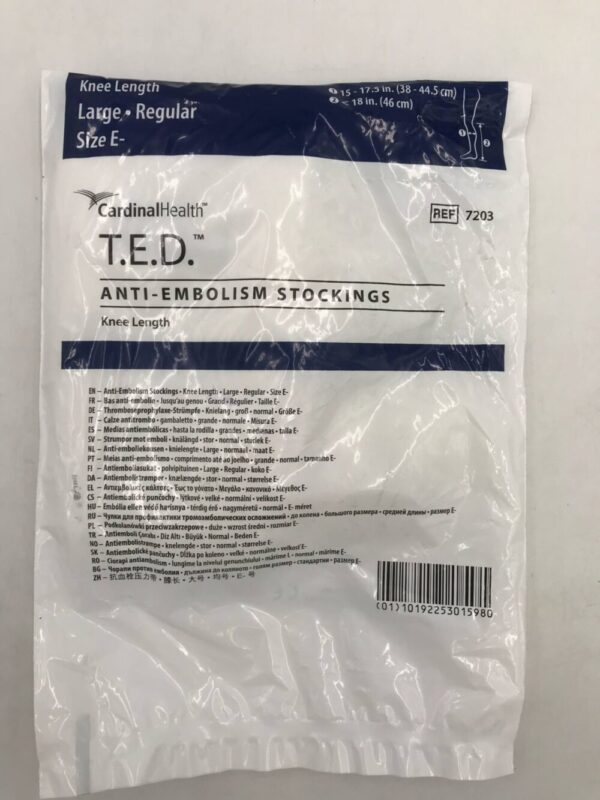 Cardinal Health 7203 T.E.D. Anti-Embolism Stockings Knee Length Large - Regular Size E-