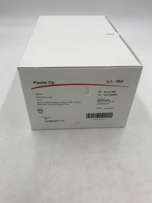 CARDINAL HEALTH CHT102RS Pipette Tip Sterile, Extended Length, Clear 0.1-10ul (96/Box)