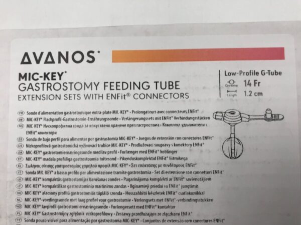 Avanos 8140-14-1.2 Mic-Key* Gastrostomy Feeding Tube Extension Sets with ENFit Connectors Low-Profile G-Tube 14Fr (X)