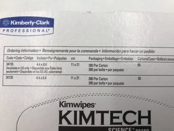 Kimberly Clark 34155 / 34120 KimTech  Science Brand Delicate Task Wipers 4.4 x 8.4" (280/Box)