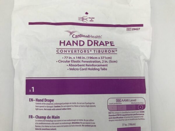 CARDINAL HEALTH 29427 Convertors Tiburon Hand Drape AAMI Level 4,  77in x 146in