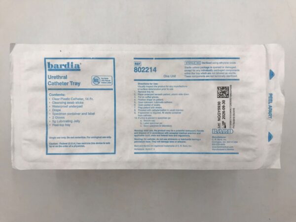BARD 802214 Bardia Urethral Catheter Tray 14F
