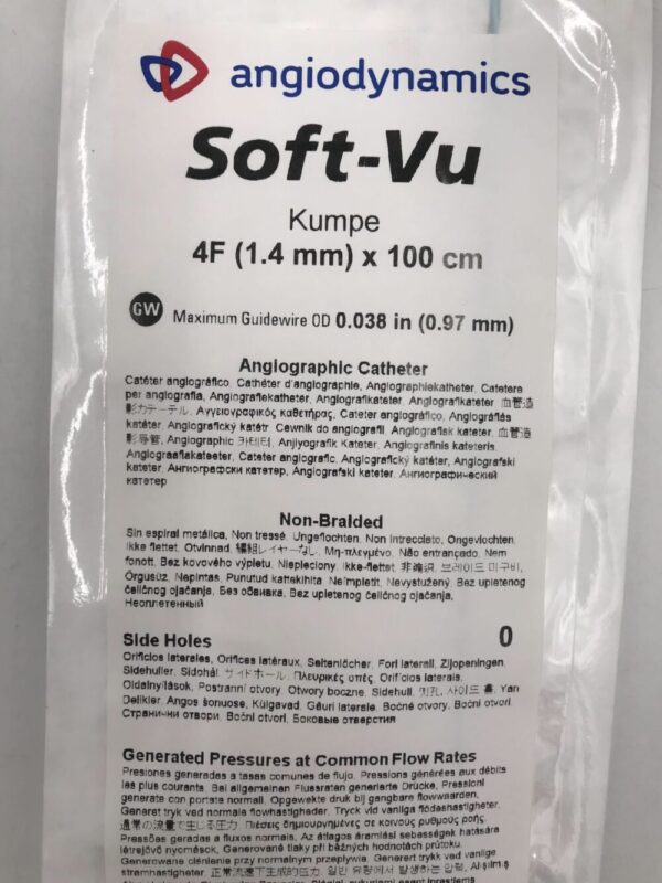 AngioDynamics 10714021 Soft-Vu Angiographic Catheter KUMPE 4F 100cm (X)