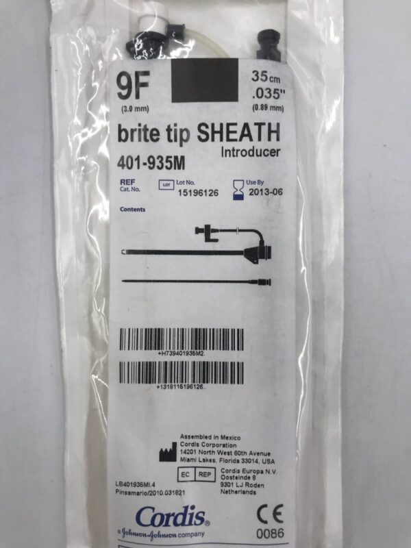 Cordis 401-935M Brite Tip Sheath Introducer 9F 35cm (X)